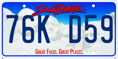 SD license plate 76KD59