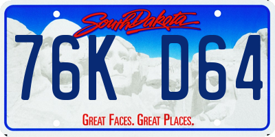 SD license plate 76KD64