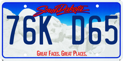 SD license plate 76KD65
