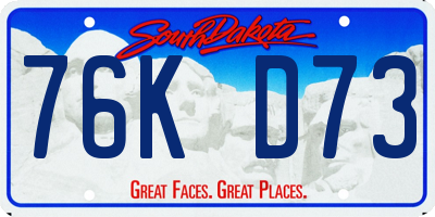 SD license plate 76KD73