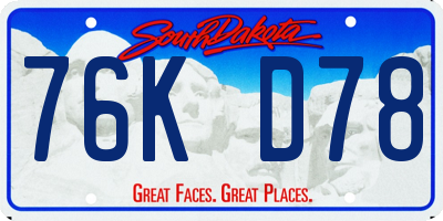 SD license plate 76KD78