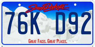 SD license plate 76KD92