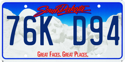 SD license plate 76KD94