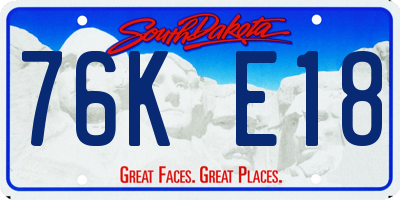 SD license plate 76KE18