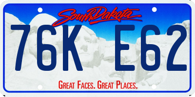 SD license plate 76KE62