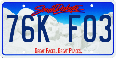 SD license plate 76KF03
