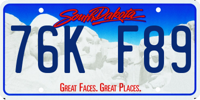 SD license plate 76KF89