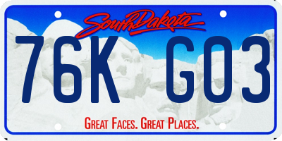 SD license plate 76KG03