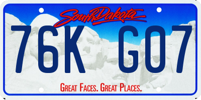 SD license plate 76KG07