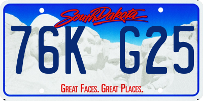 SD license plate 76KG25