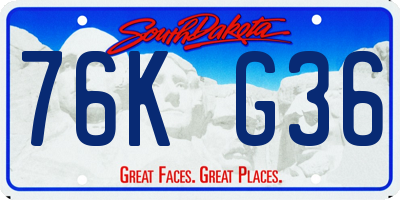 SD license plate 76KG36