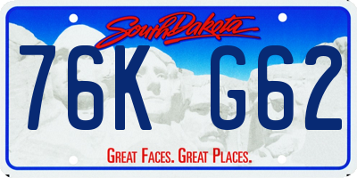 SD license plate 76KG62