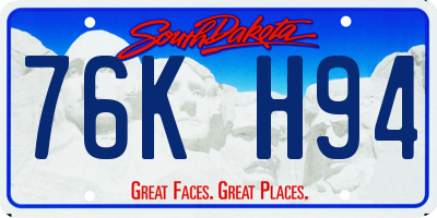 SD license plate 76KH94
