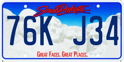 SD license plate 76KJ34