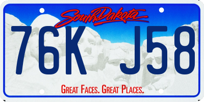 SD license plate 76KJ58