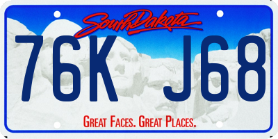 SD license plate 76KJ68