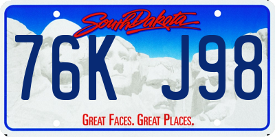 SD license plate 76KJ98
