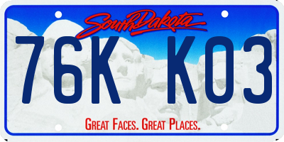 SD license plate 76KK03