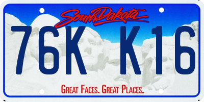 SD license plate 76KK16