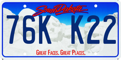 SD license plate 76KK22