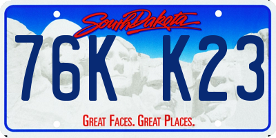 SD license plate 76KK23