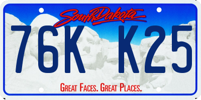 SD license plate 76KK25