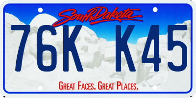 SD license plate 76KK45
