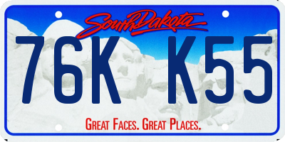 SD license plate 76KK55
