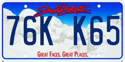 SD license plate 76KK65