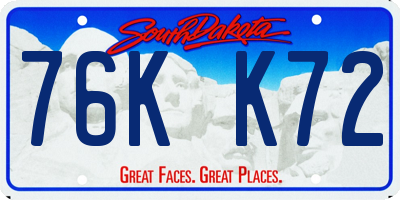 SD license plate 76KK72