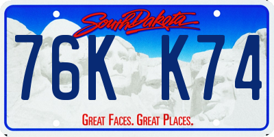 SD license plate 76KK74