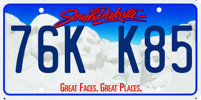 SD license plate 76KK85