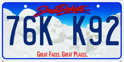 SD license plate 76KK92