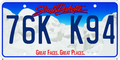 SD license plate 76KK94