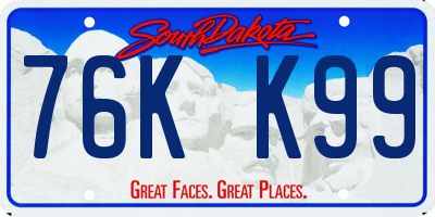 SD license plate 76KK99