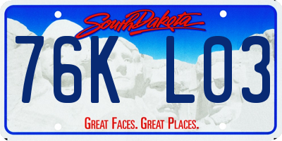 SD license plate 76KL03