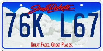 SD license plate 76KL67