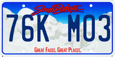 SD license plate 76KM03