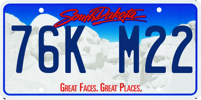 SD license plate 76KM22