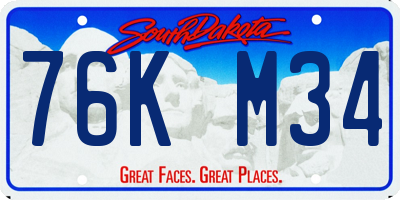 SD license plate 76KM34