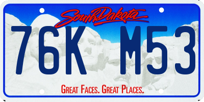 SD license plate 76KM53