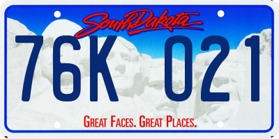 SD license plate 76KO21