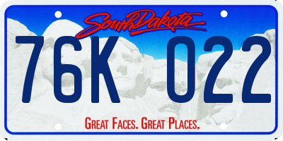 SD license plate 76KO22
