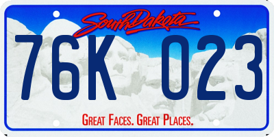 SD license plate 76KO23