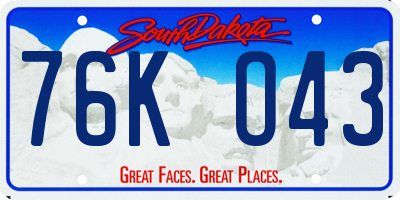 SD license plate 76KO43