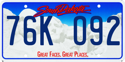 SD license plate 76KO92