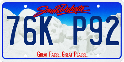 SD license plate 76KP92