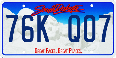 SD license plate 76KQ07
