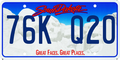 SD license plate 76KQ20