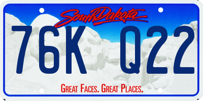 SD license plate 76KQ22
